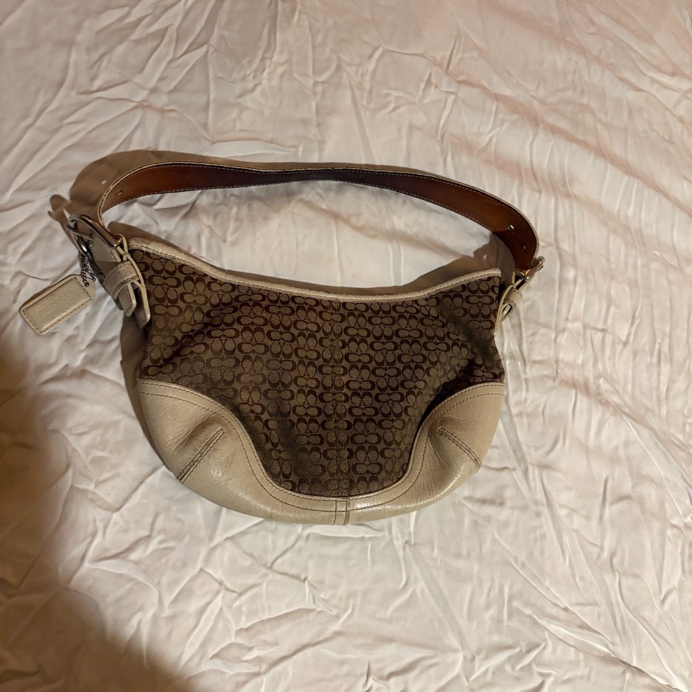 Coach Tan and Cream Hobo Bag